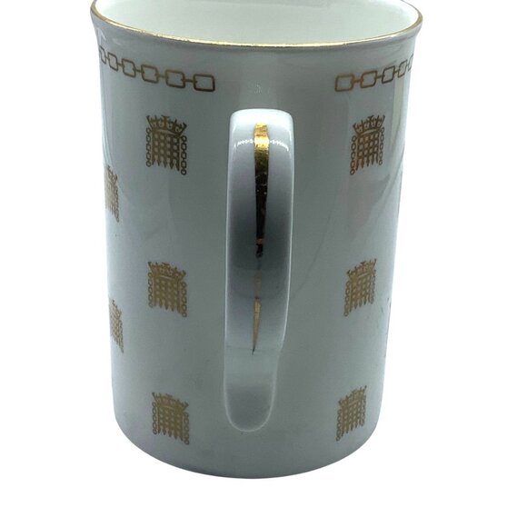 Vtg House Of Commons U.K. Portcullis Fine Bone China Mug Gold Accents England 4" - Picture 6 of 6